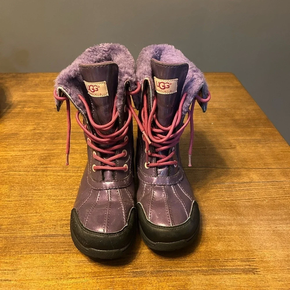 UGG Australia Girl’s Purple Rubber Sole Winter Boots Waterproof Girls 5